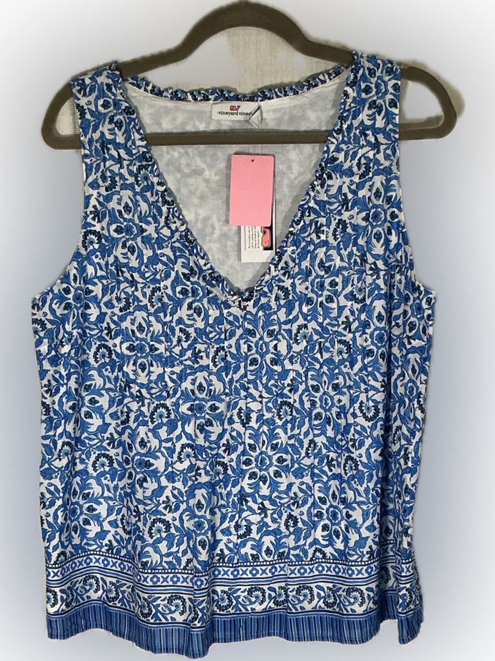 Vineyard Vines Blue White Floral Tank Top NWT Medium | Coastal Preppy